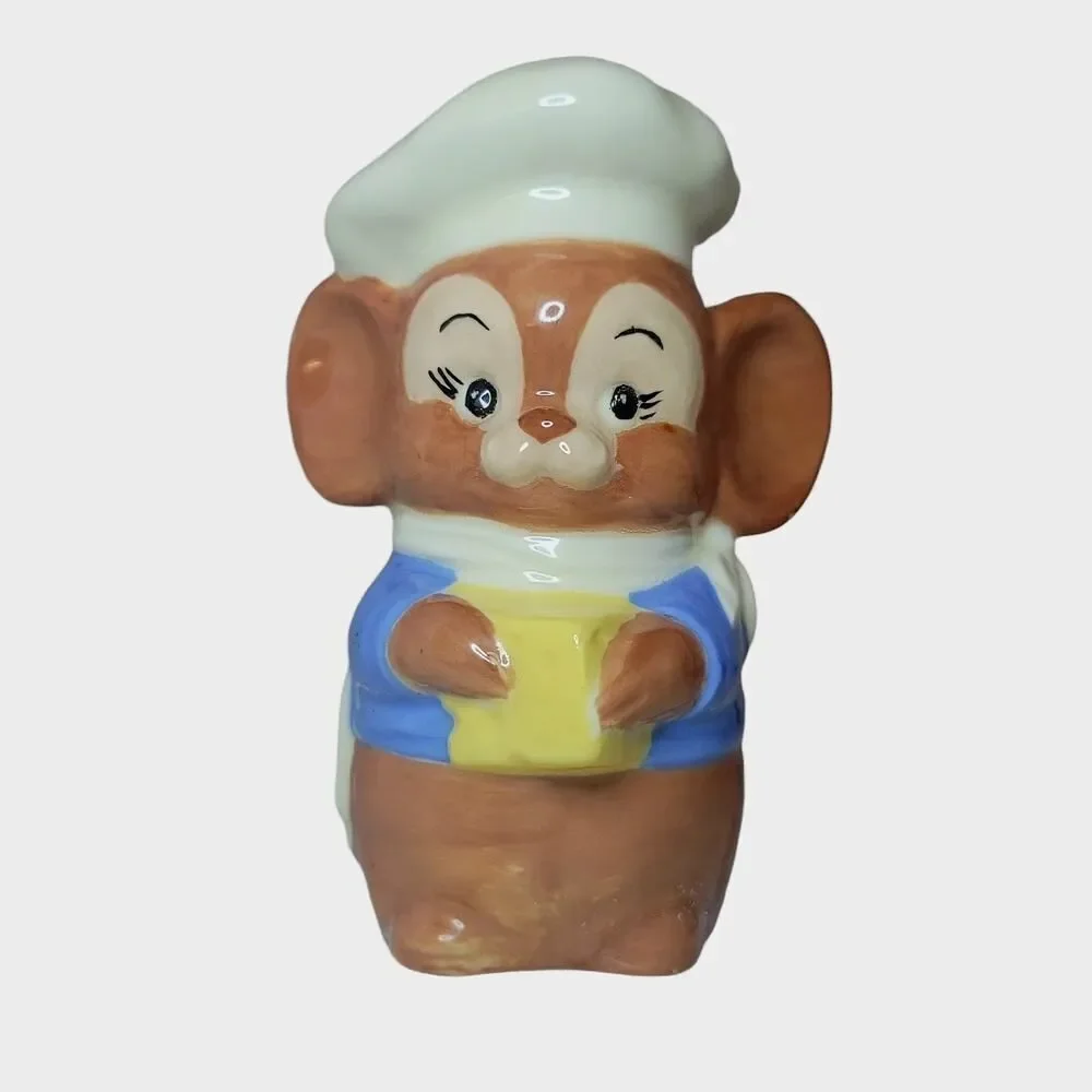 Handmade Signed Ceramic Mouse Chef Parmesan Cheese‎ Shaker